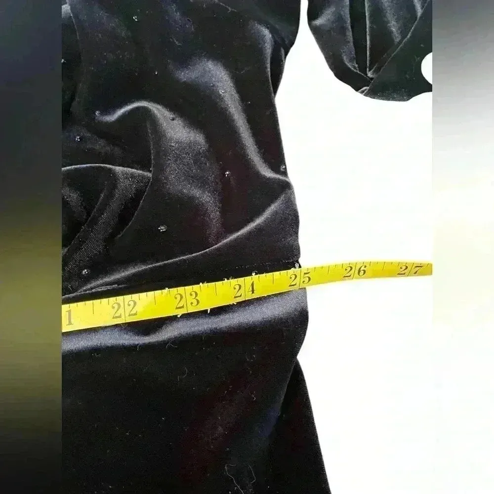 Lane Bryant Black Micro-Beaded Floral Velveteen Formal Wrap Blouse Top 22-24 - Image 5