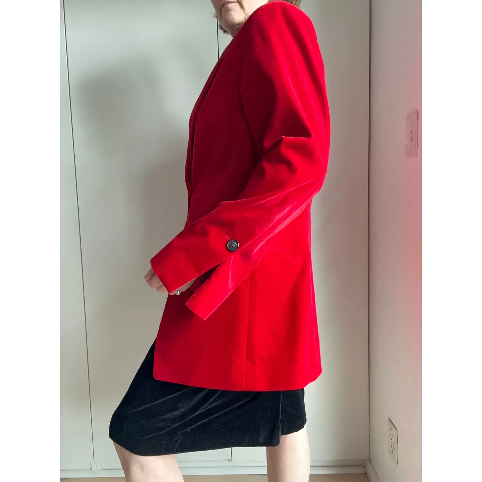 FRAME Womens Red Velvet Blazer Jacket Size 12 Luxe Evening Cocktail Party - Image 15