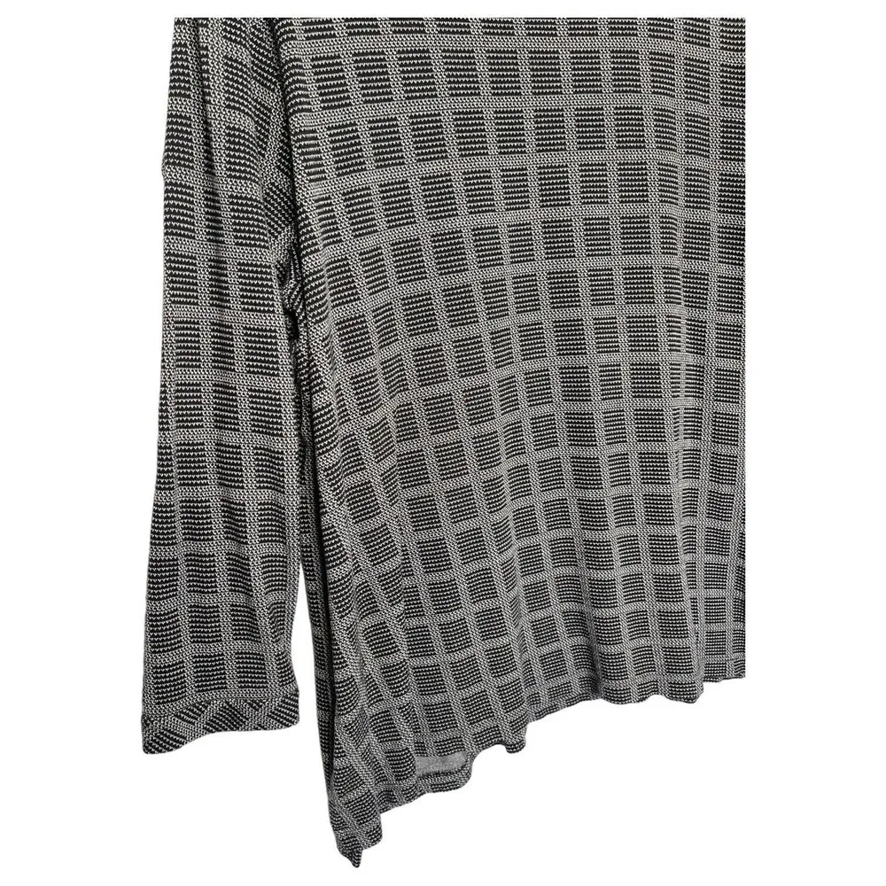 J Jill Top Womens 2X Windowpane Round Neck Long Sleeve Pullover Black Gray - Image 9