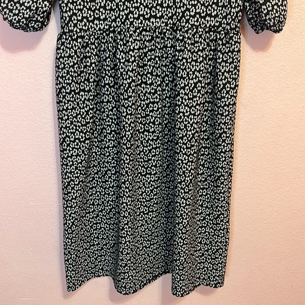ASOS Black/White Floral Puff Sleeve Midi Dress. Size 6 - Image 9