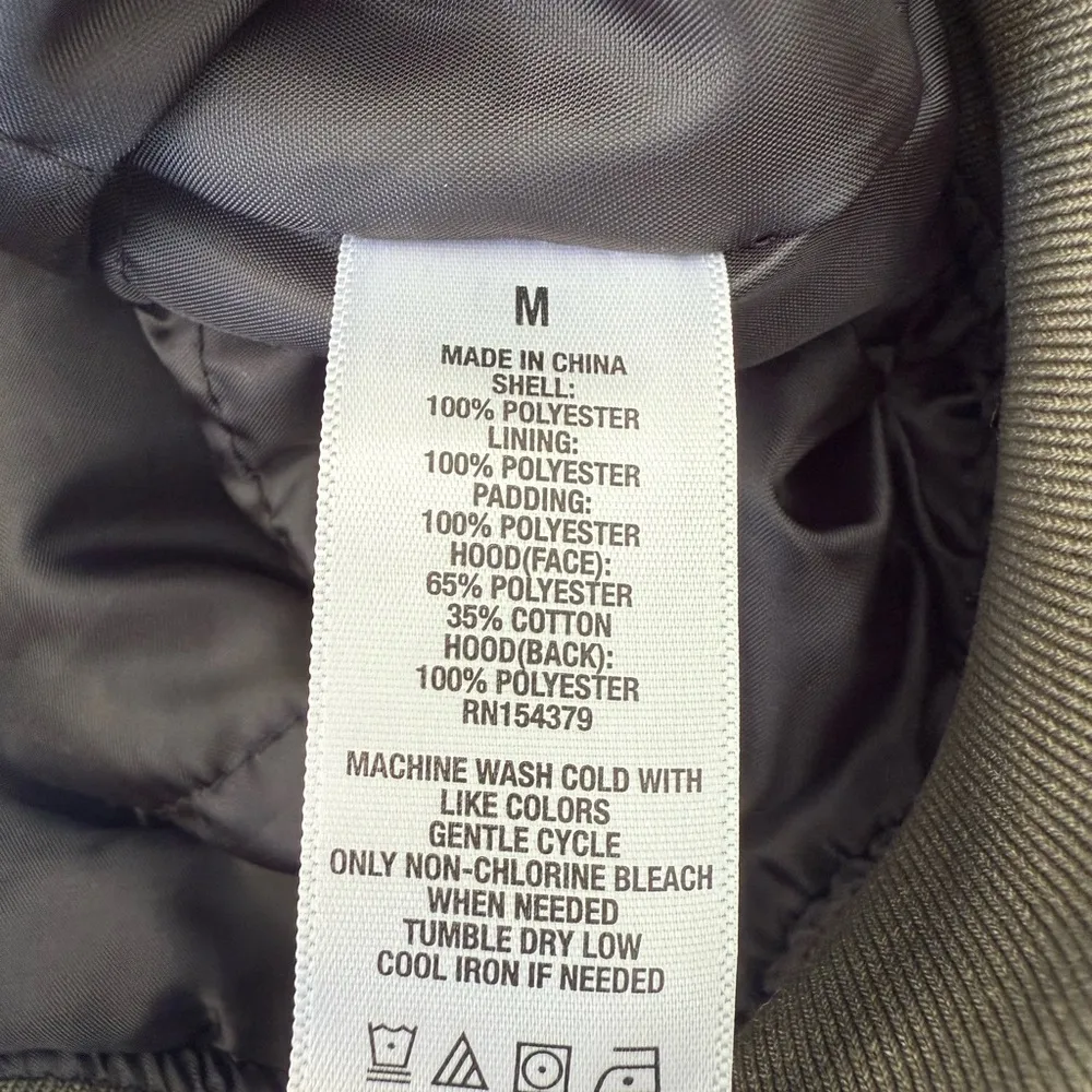 Aeropostale Army Green Removable Hooded Bomber Jacket Medium - Image 7