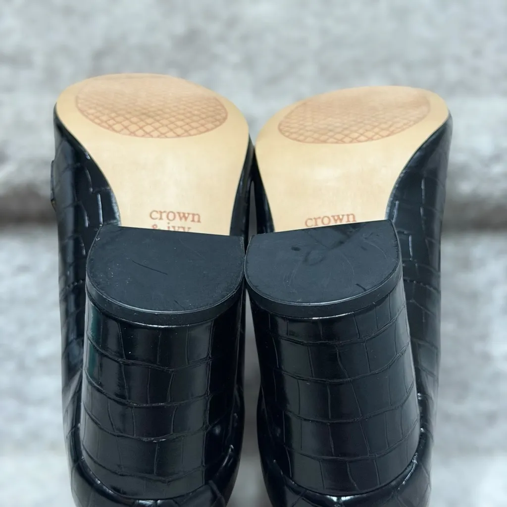 NEW Crown & Ivy Scarlett Cheetah Croc Embossed Block Heel Pumps Women’s 10 Chic - Image 12