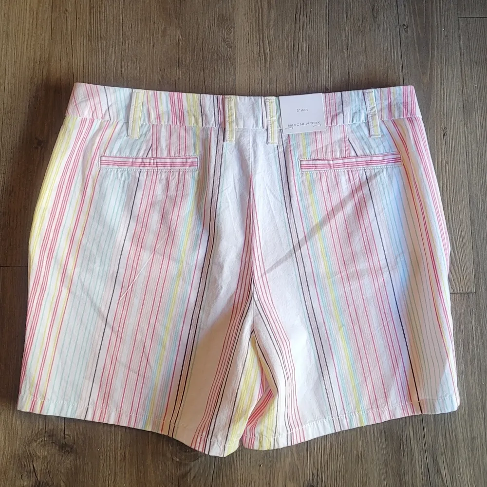 NWT! Marc Newyork Andrew Marc $50 Azalea Multicolor Striped 5" Chino Shorts 10 - Image 6