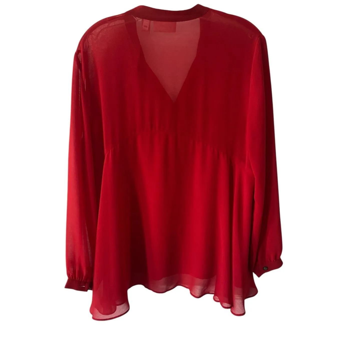 Chico’s Red Layered Button Up Blouse Sz L - Image 2