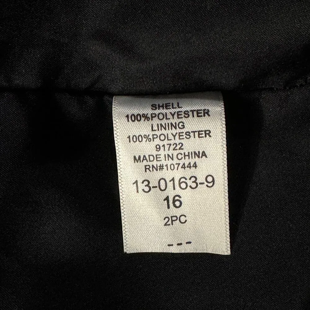 Jessica London SZ 16 Blazer Jacket Button-Up V-Neck Lined Long Sleeve Black - Image 7