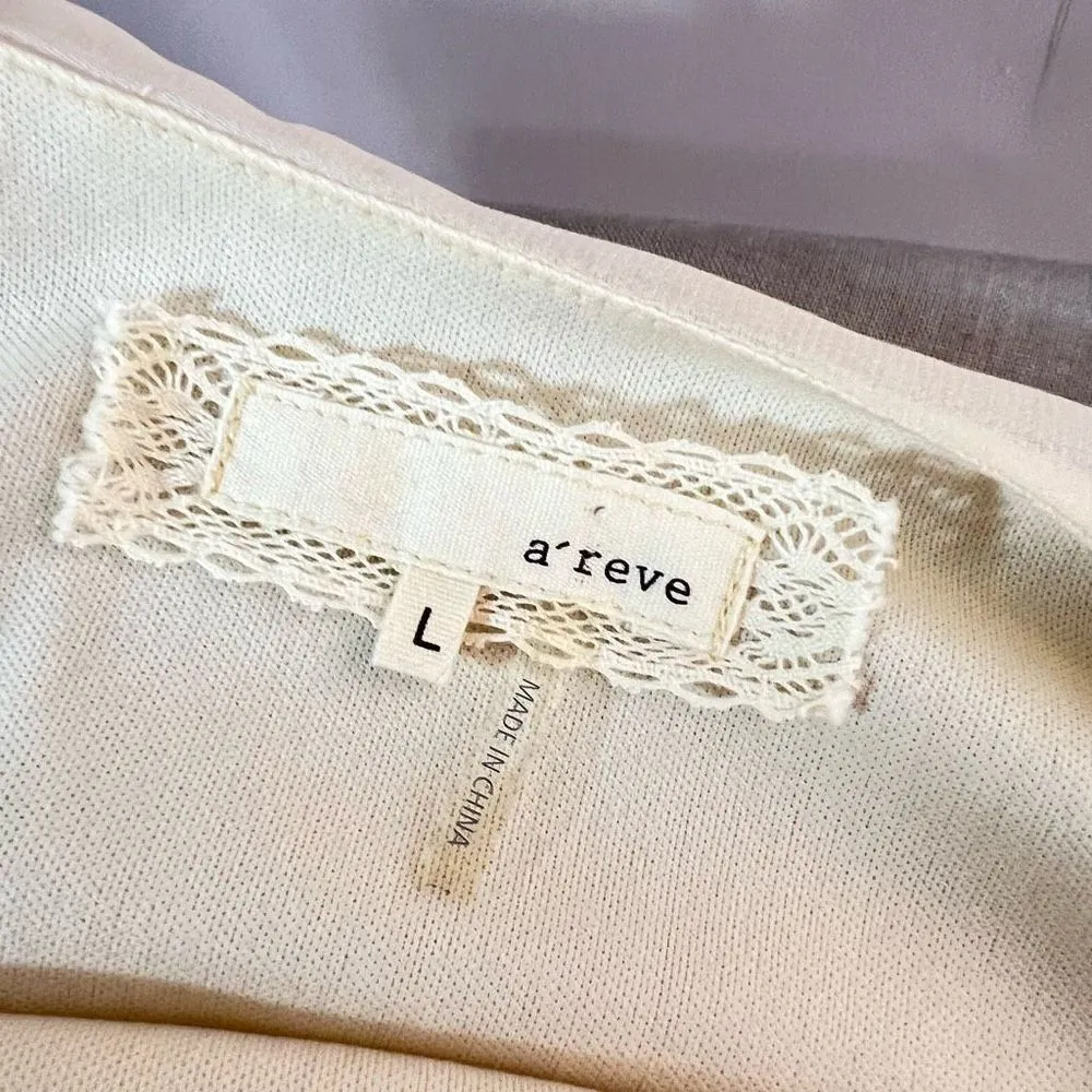 A’Reve vintage Anthropologie ivory blush 3D floral textured dress size large - Image 7