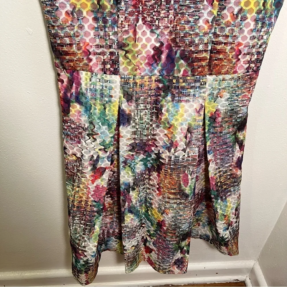 New York & Co Sleeveless Fit & Flare Dress Textured Geometric 10 - Image 3