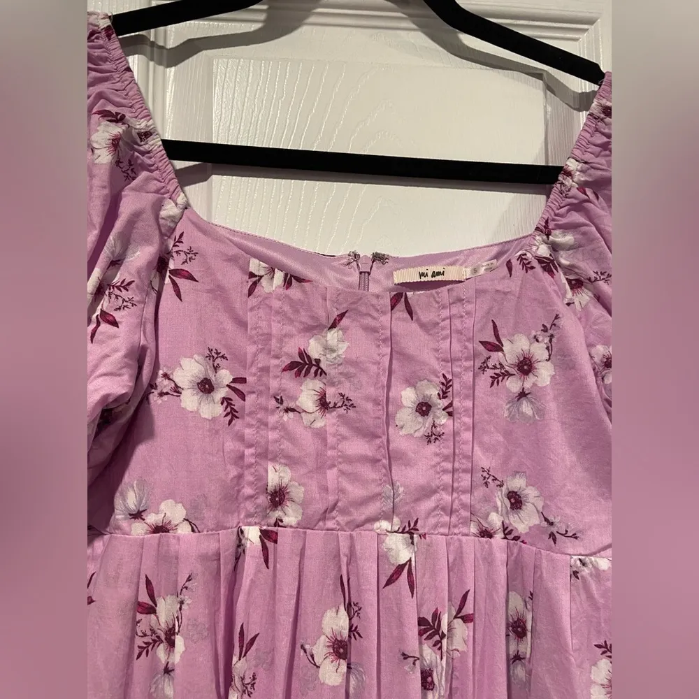 Francesca’s Mi Ami Size S Lavender Floral Puff Sleeve Scoop Neck Babydoll Dress Purple - Image 8