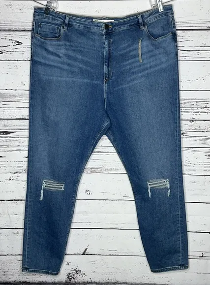 ASOS Curve Denim NWT Size 20 (UK 24/32) Blue Denim Distressed Skinny Jeans - Image 1