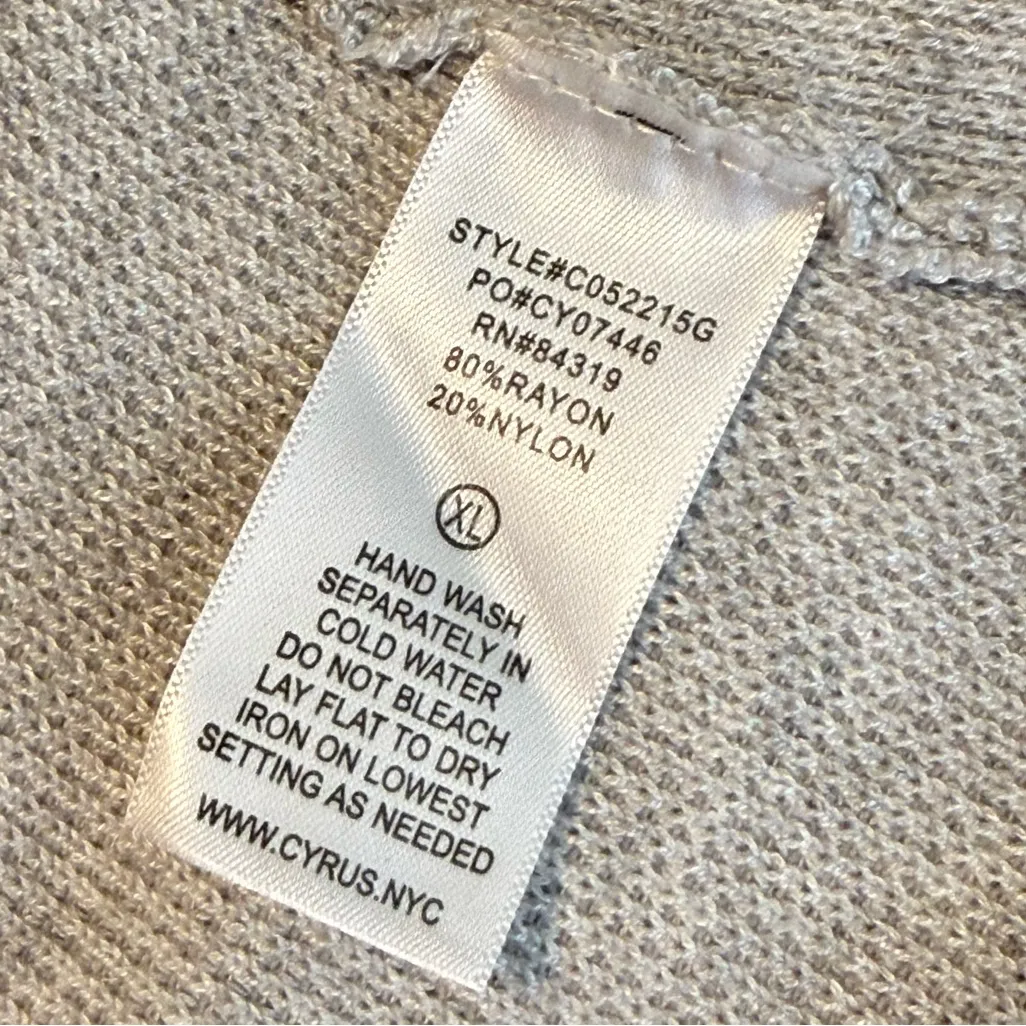 Cyrus Waffle Knit Light Gray Open Front Cardigan Vest Women’s XL Lagenlook - Image 5