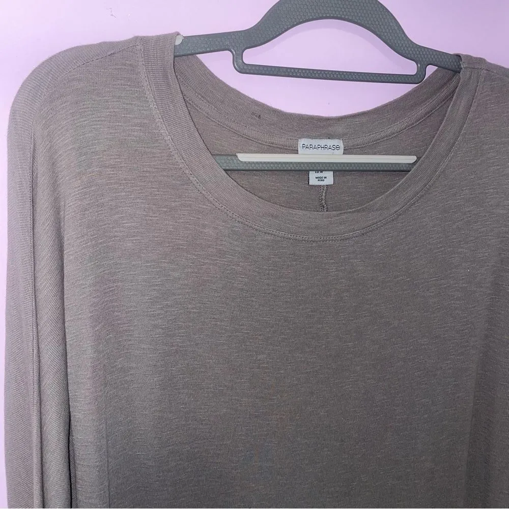 Paraphrase Essential Gray 3/4 Sleeve Dolman Cotton Modal Medium Top - Image 2