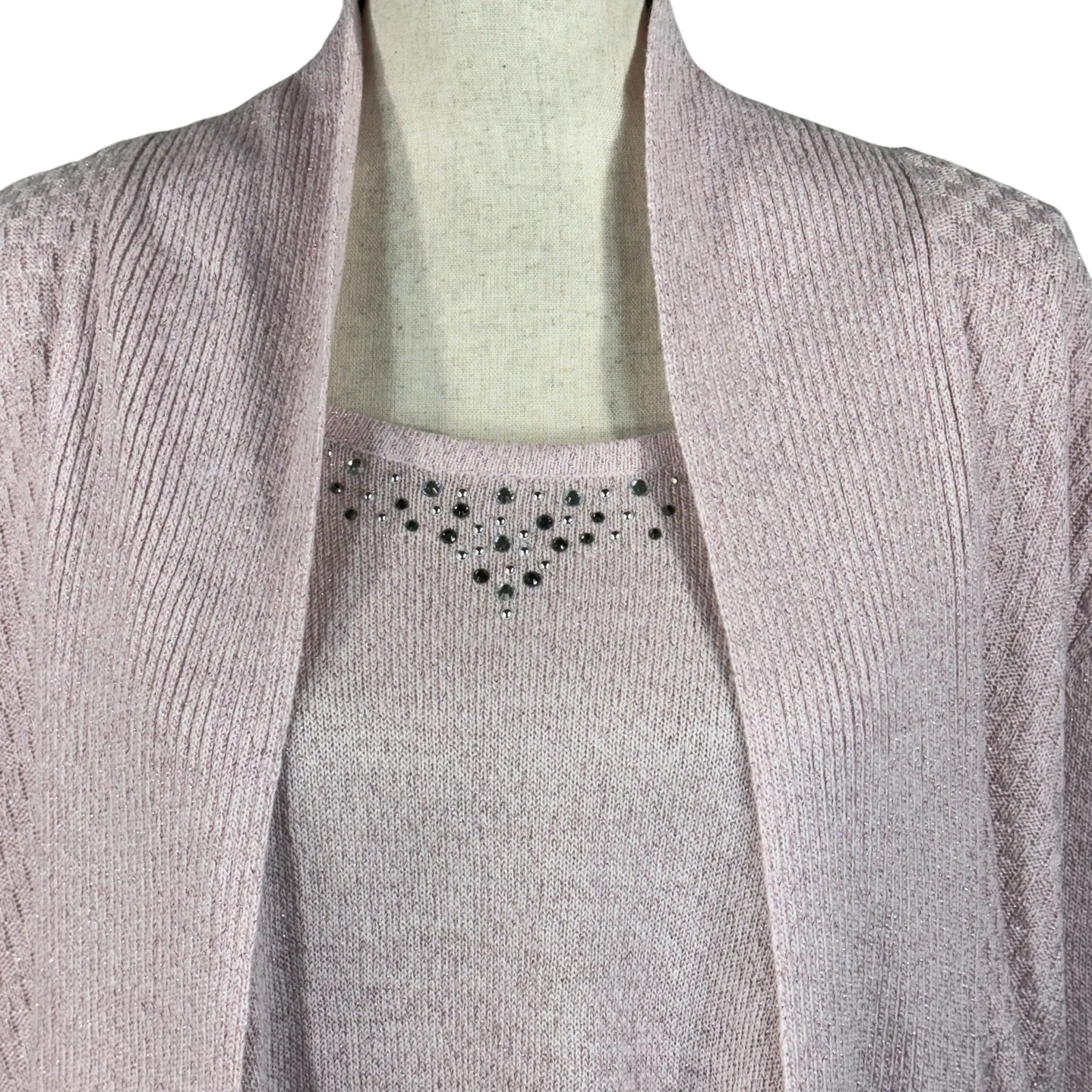 Briggs 3X-Large Tunic Sweater One-Piece Long Sleeves Rhinestones Rose Pink New - Image 2