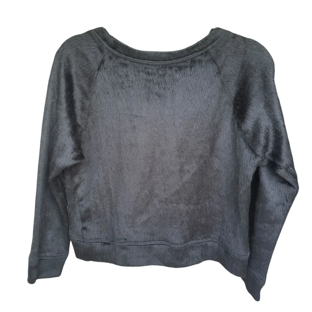 L’Agence Black Faux Fur Sweater Long Sleeve Crewneck Pullover Designer Top XS - Image 2