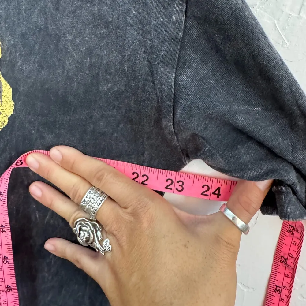 FREE PEOPLE VINTAGE CANVAS OVERSIZED BLACK MINERAL WASH TIGER TEE SZ SMALL EUC - Image 6