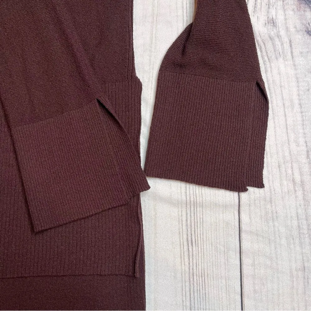 Free People Criss Cross Sweater Tunic Top Split Hem Bell Sleeve Wine Size Small - Image 7