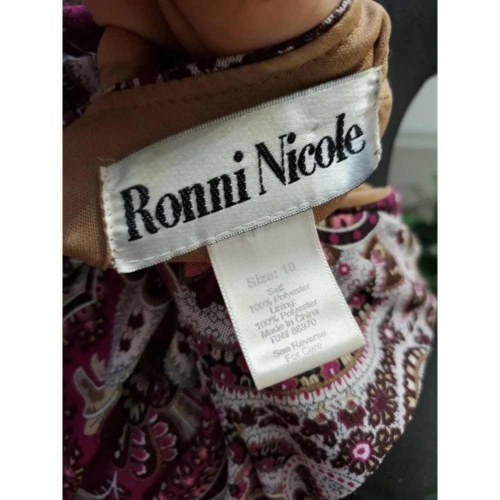 Ronni Nicole Women's Multicolor Polyester V-Neck Sleeveless Knee Length Dress 10 - Image 8