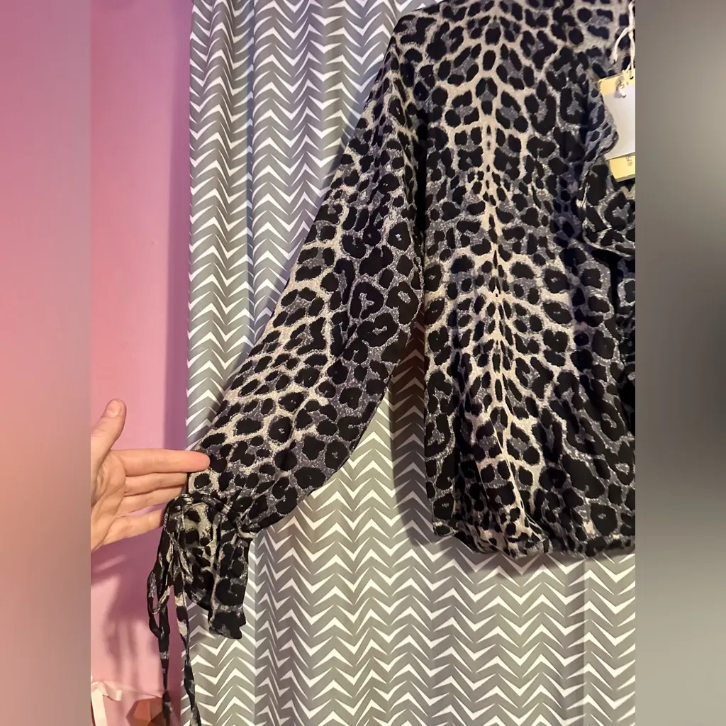 NWT Vintage Havana | Black Cheetah Print Wrap Top, Size S - Image 3