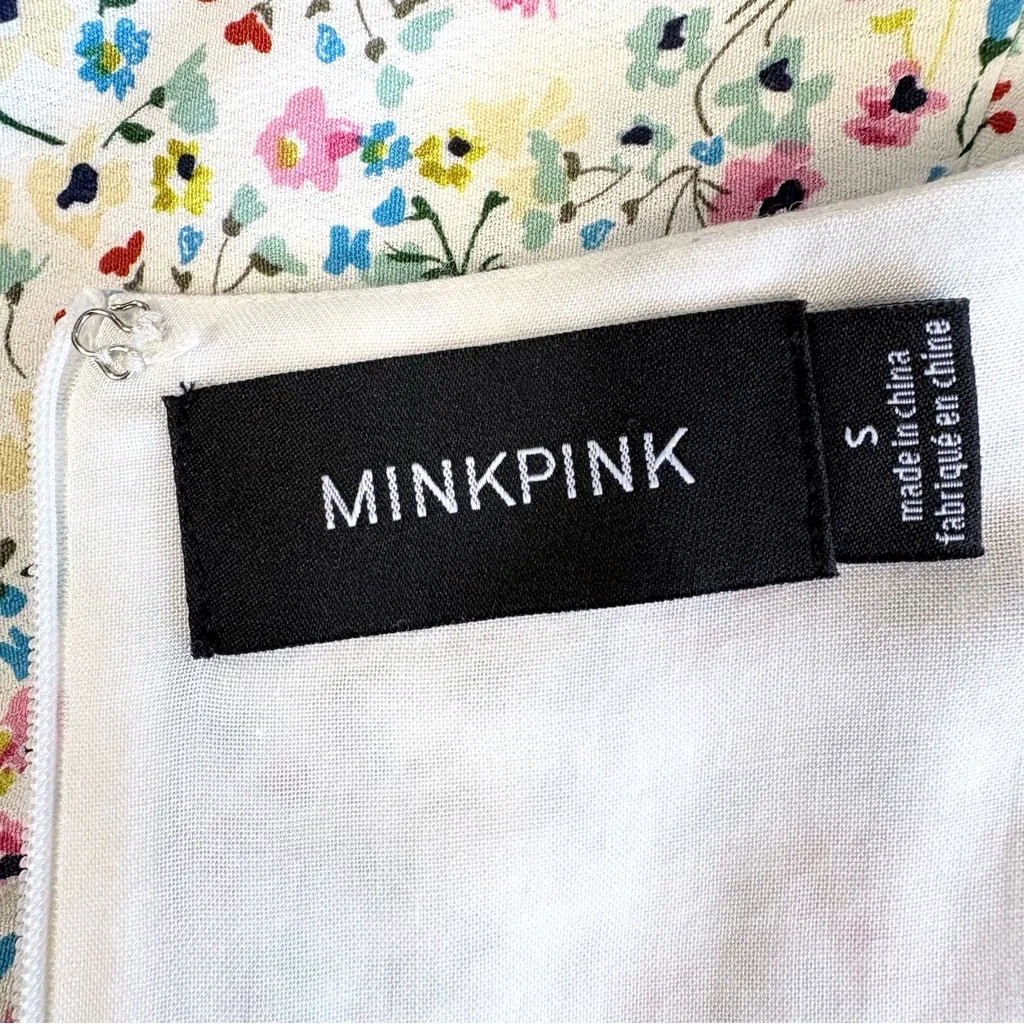 MINKPINK Rainbow Dreams Mini Dress In White Floral Print Small - Image 13