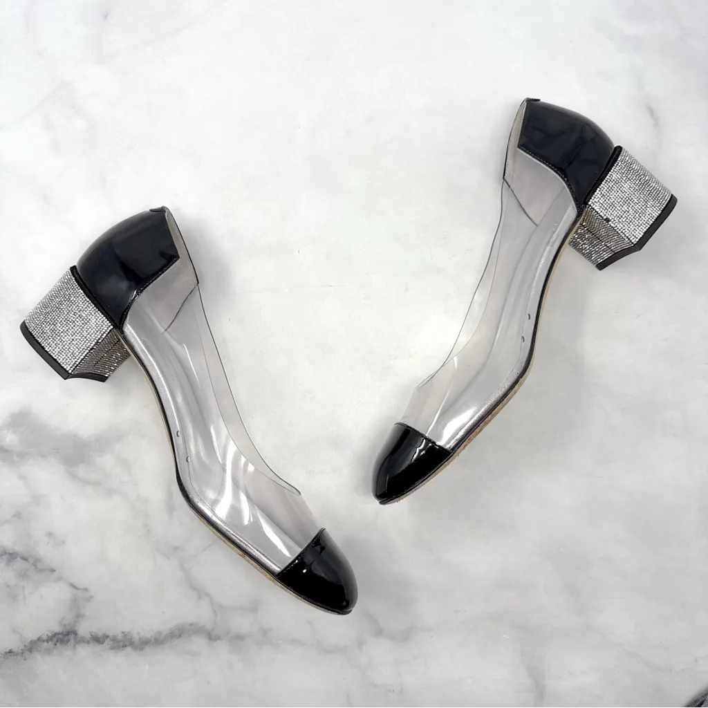 Giuseppe Zanotti Vitrum Clear Rhinestone Embellished Block Heel Pump Flats 40 - Image 11