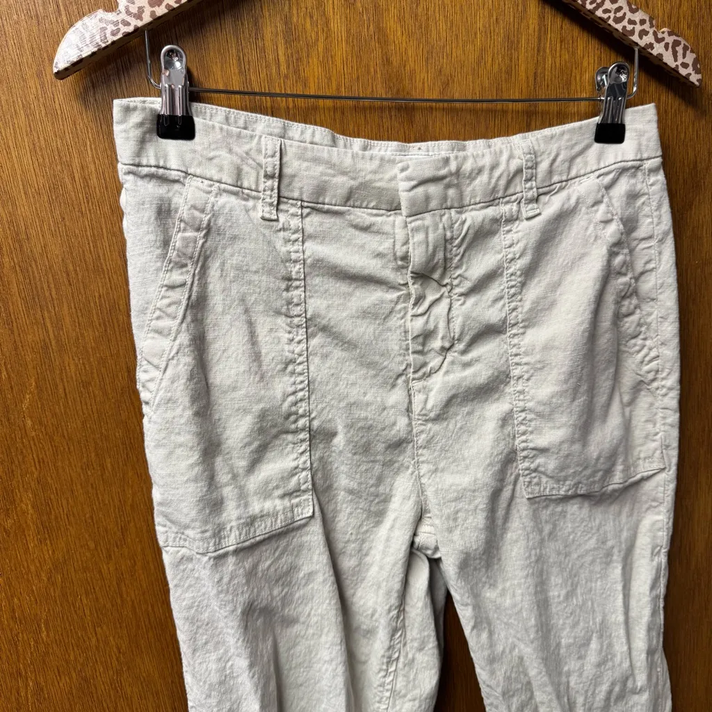 Frank & Eileen Jameson Utility Joggers Cropped Pants Linen Blend Cream 6 - Image 6