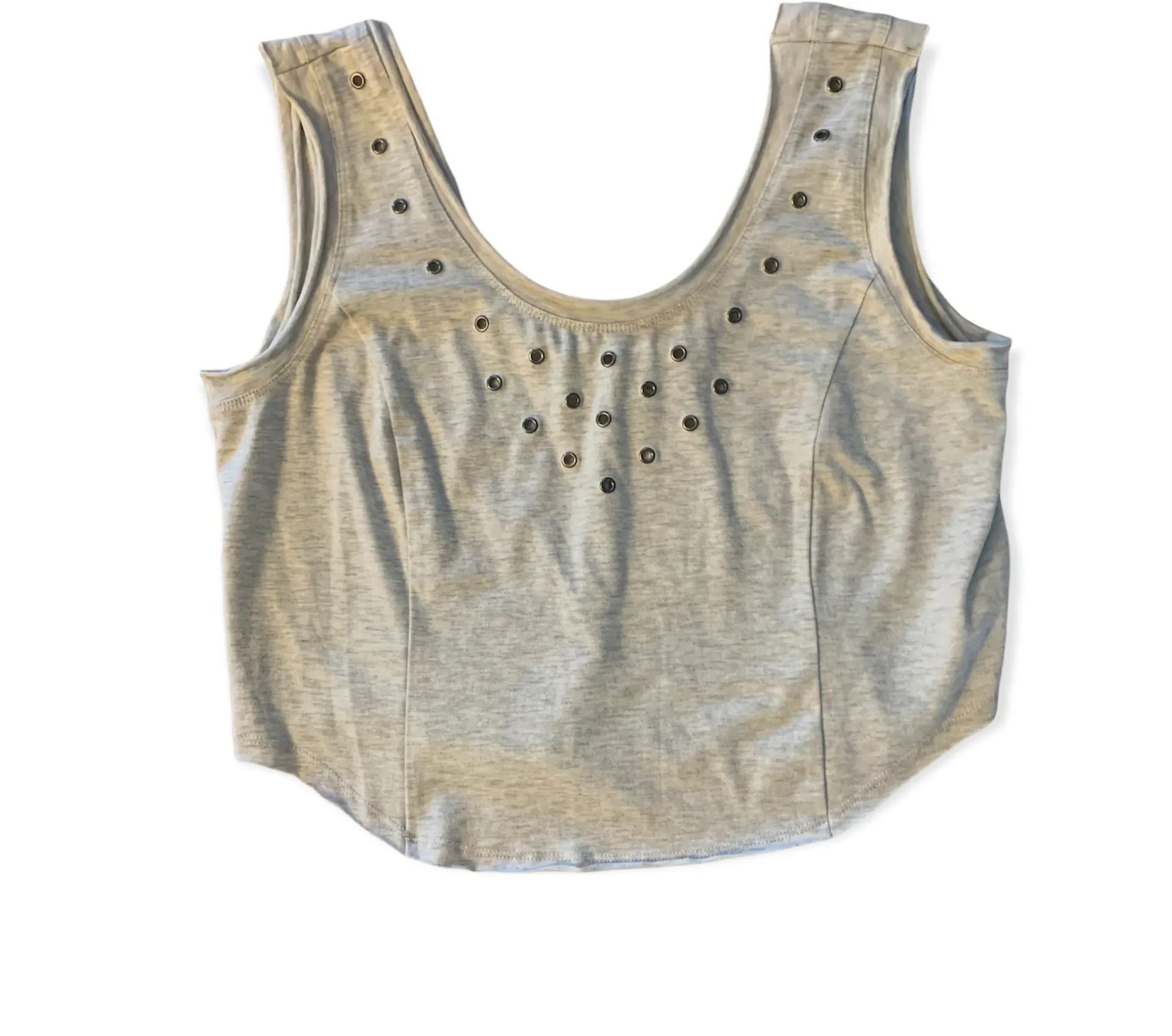 B Original Boutique Crop Top Womens Large NWT Hole Studded Heather Gray - Image 4