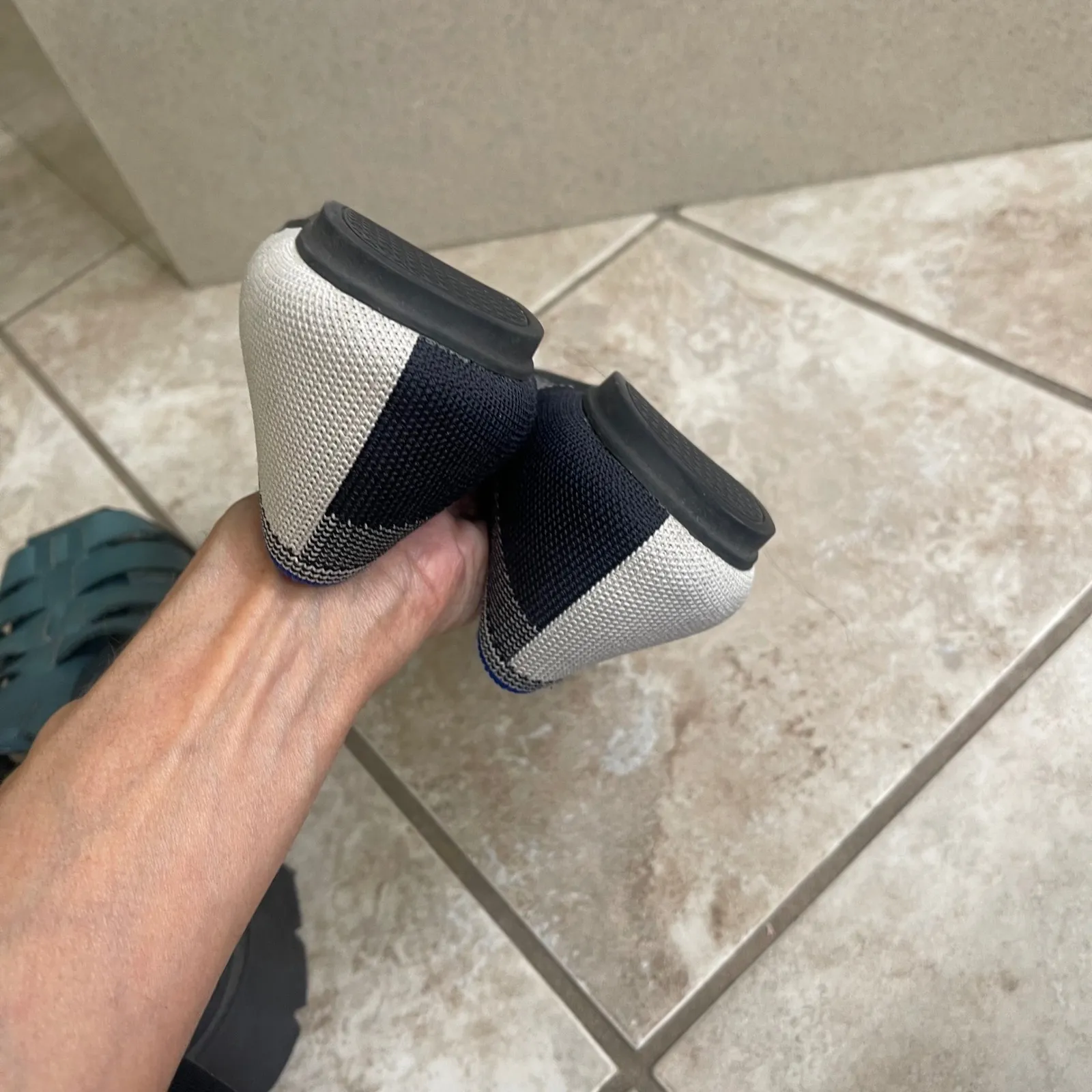 ROTHYS Women's 9 Knit Square Toe Ballet Flats Shoes captor round Checkered Blue - Image 3