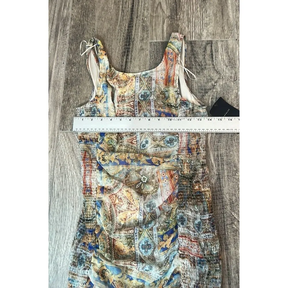 ZARA TRAFALUC Women M Slip On Lightweight Knit Dress STRETCH MULTICOLOR NWT #39 - Image 3