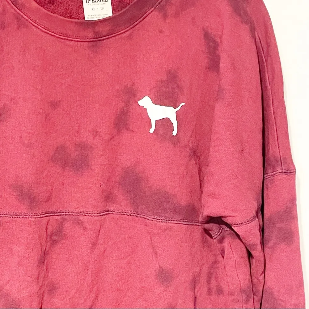 Pink Victoria Secret Women Size XS Sweatshirt Burgundy Dye Cotton Blend Pullover - Image 2