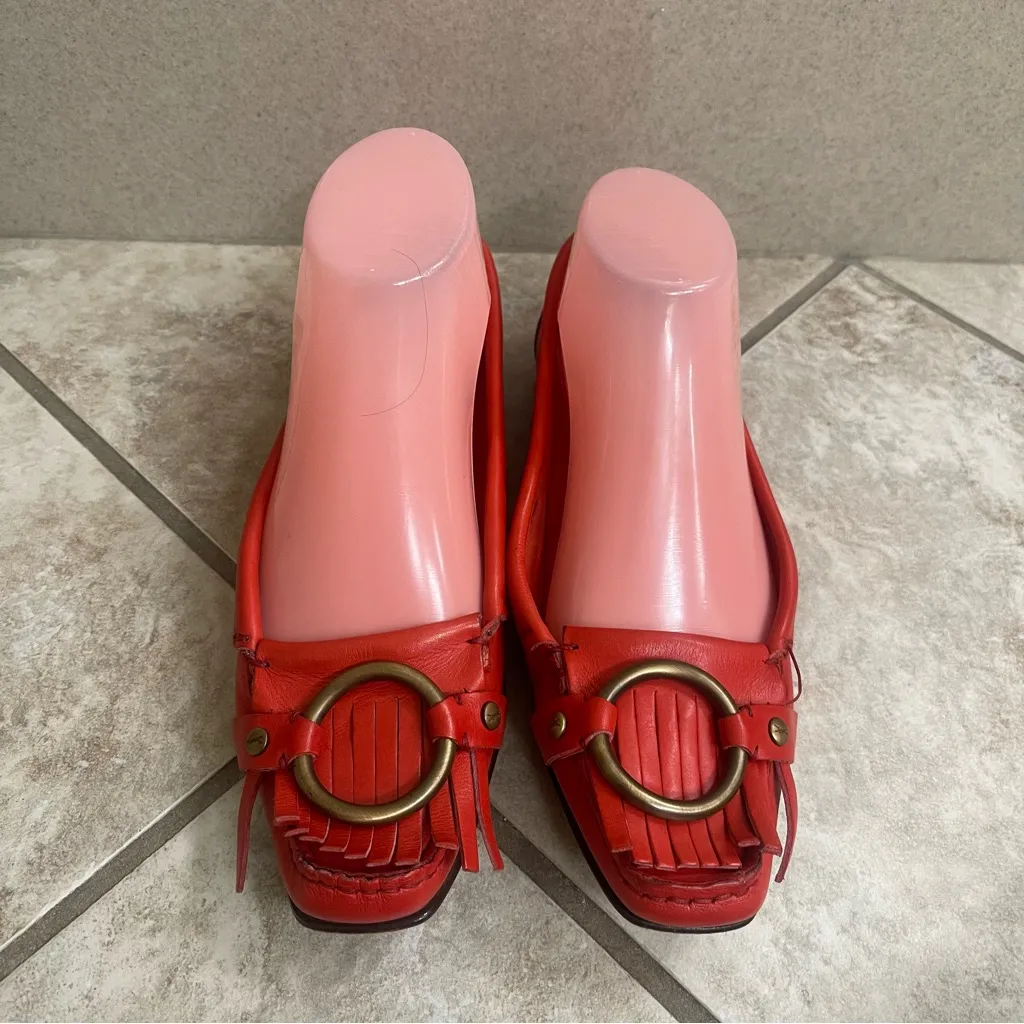 Rare Womens YSL Yves Saint Laurent Red Leather Flats Loafers Size‎ 37/ US 7 Size undefined - Image 4