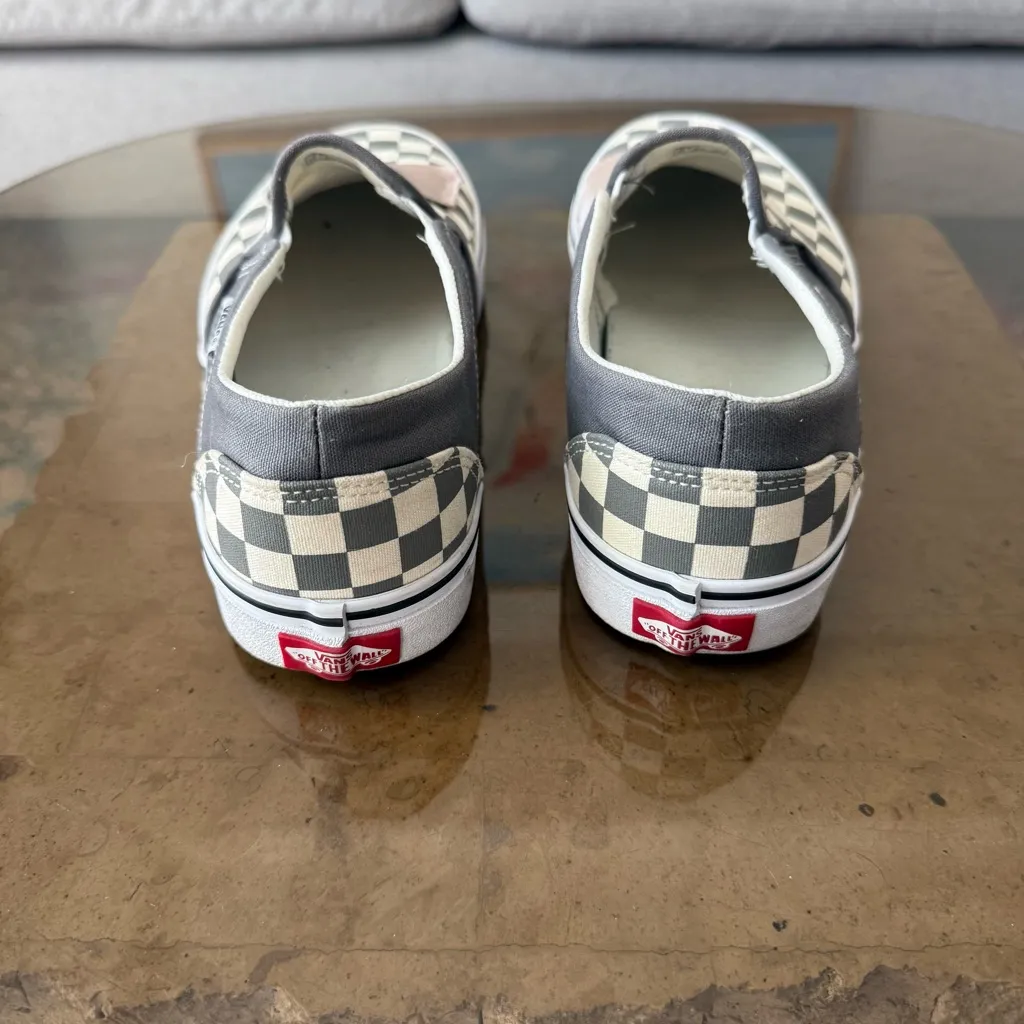 Vans Classic Slip On Checkerboard Rose Patch Sneakers 9.5 - Image 3