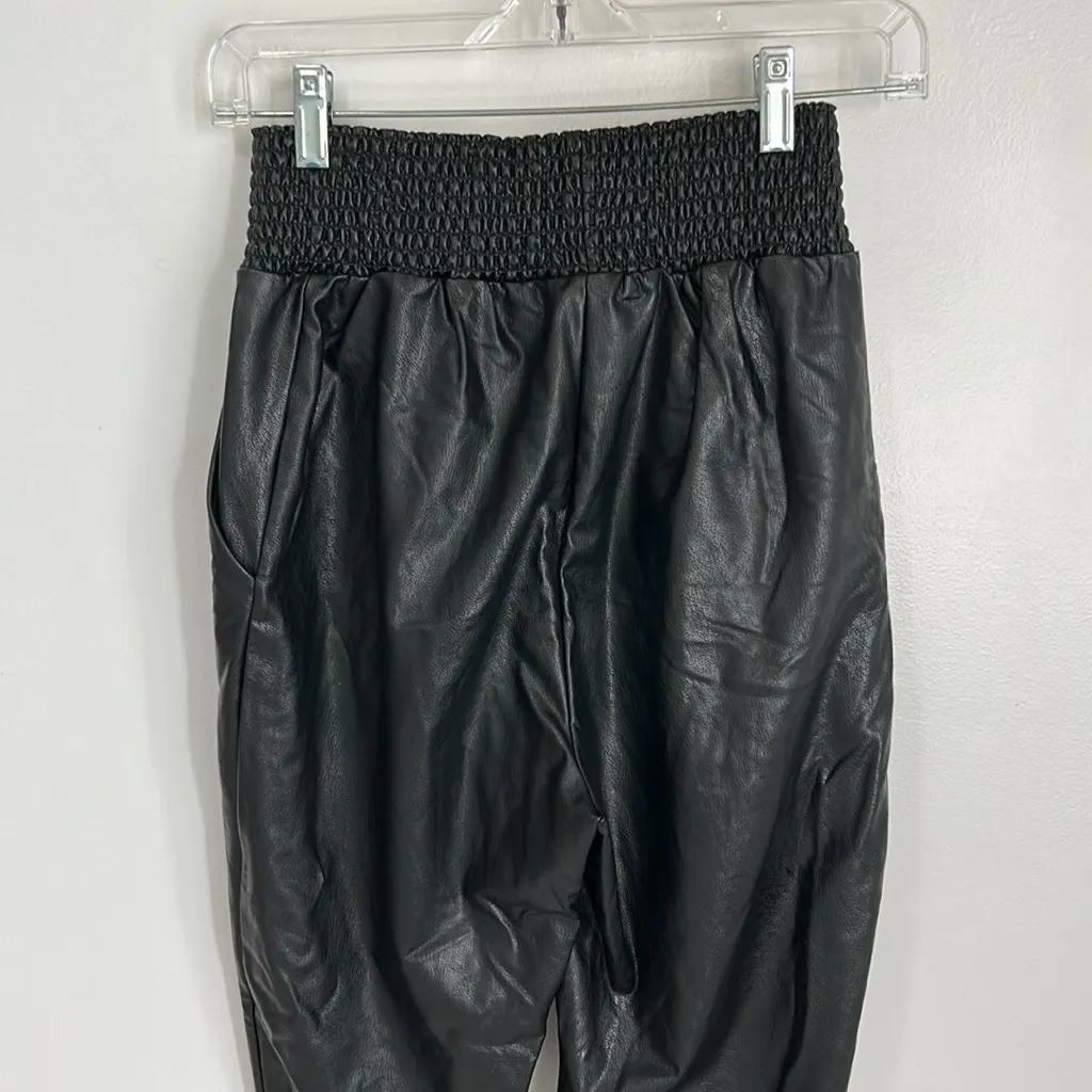 Commando Faux Leather Smocked Waist Joggers - Image 8