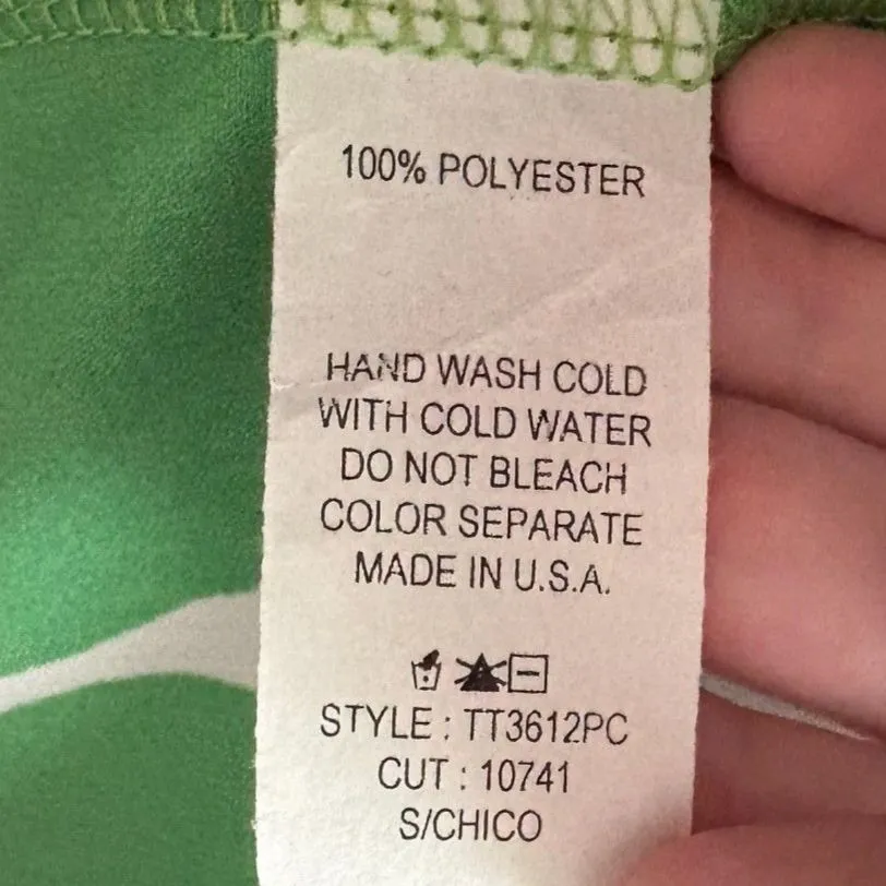 Ces Femme Bold Polka Dot Sleeveless Blouse Ruffle Trim Twee‎ Green Size Small - Image 4