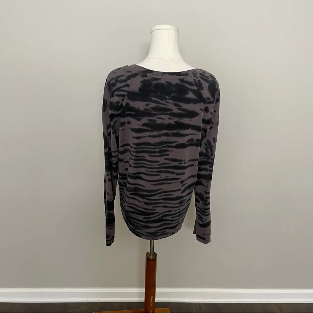 Pact Top Long Sleeve Abstract Acid Wash Bleach Dyed Organic Cotton Black Purple - Image 7