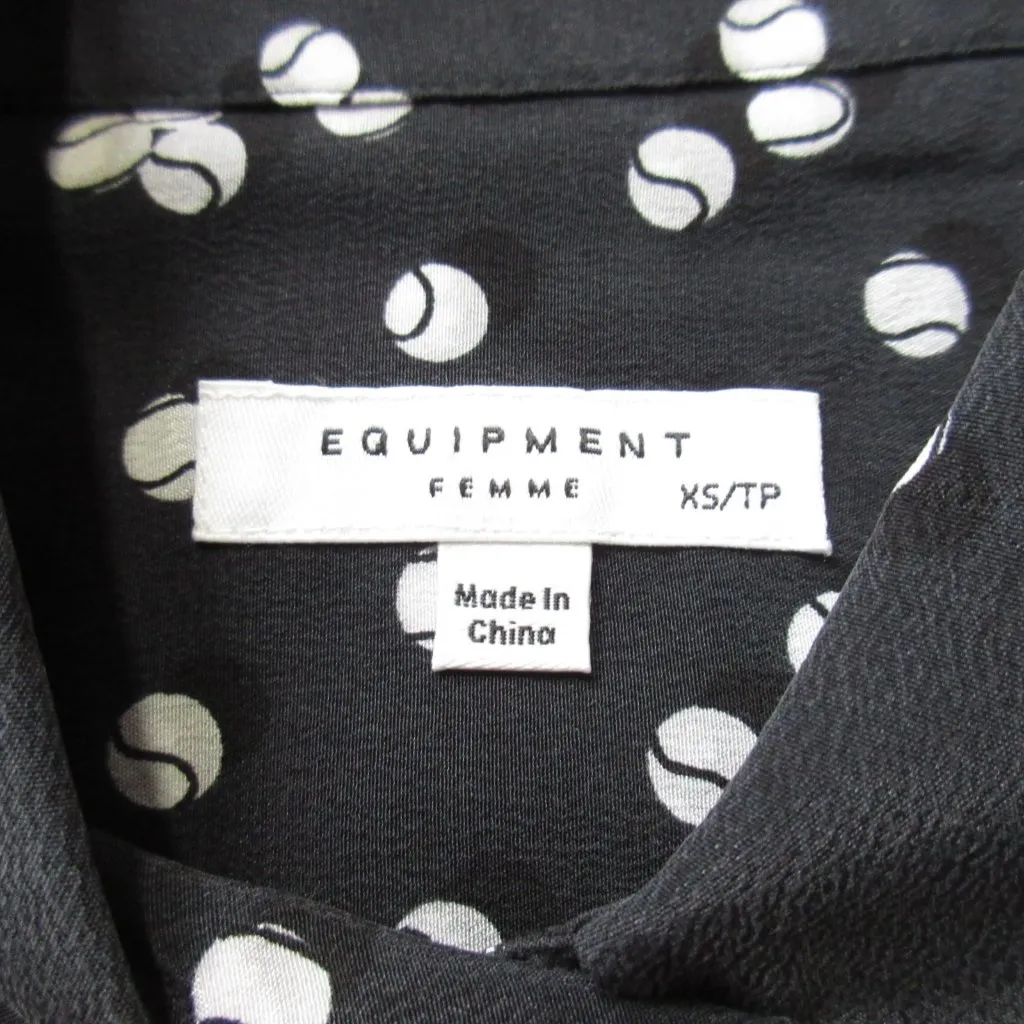 NWT Equipment Signature in Eclipse Tennis Ball Silk Button Down Shirt XS - Image 4