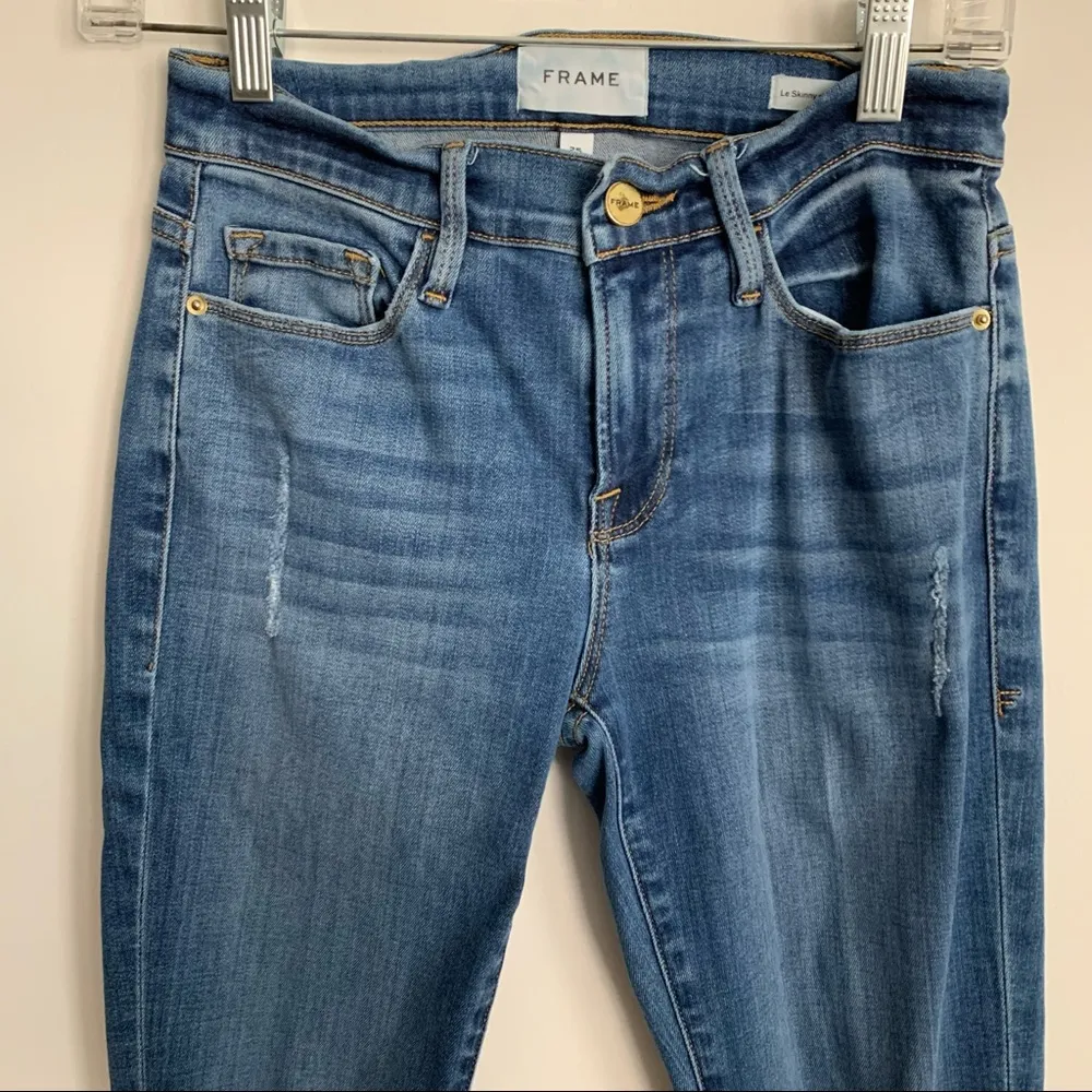 Frame Le Skinny De Jeanne Crop Poe Rips Distressed Jeans Size 25 - Image 5