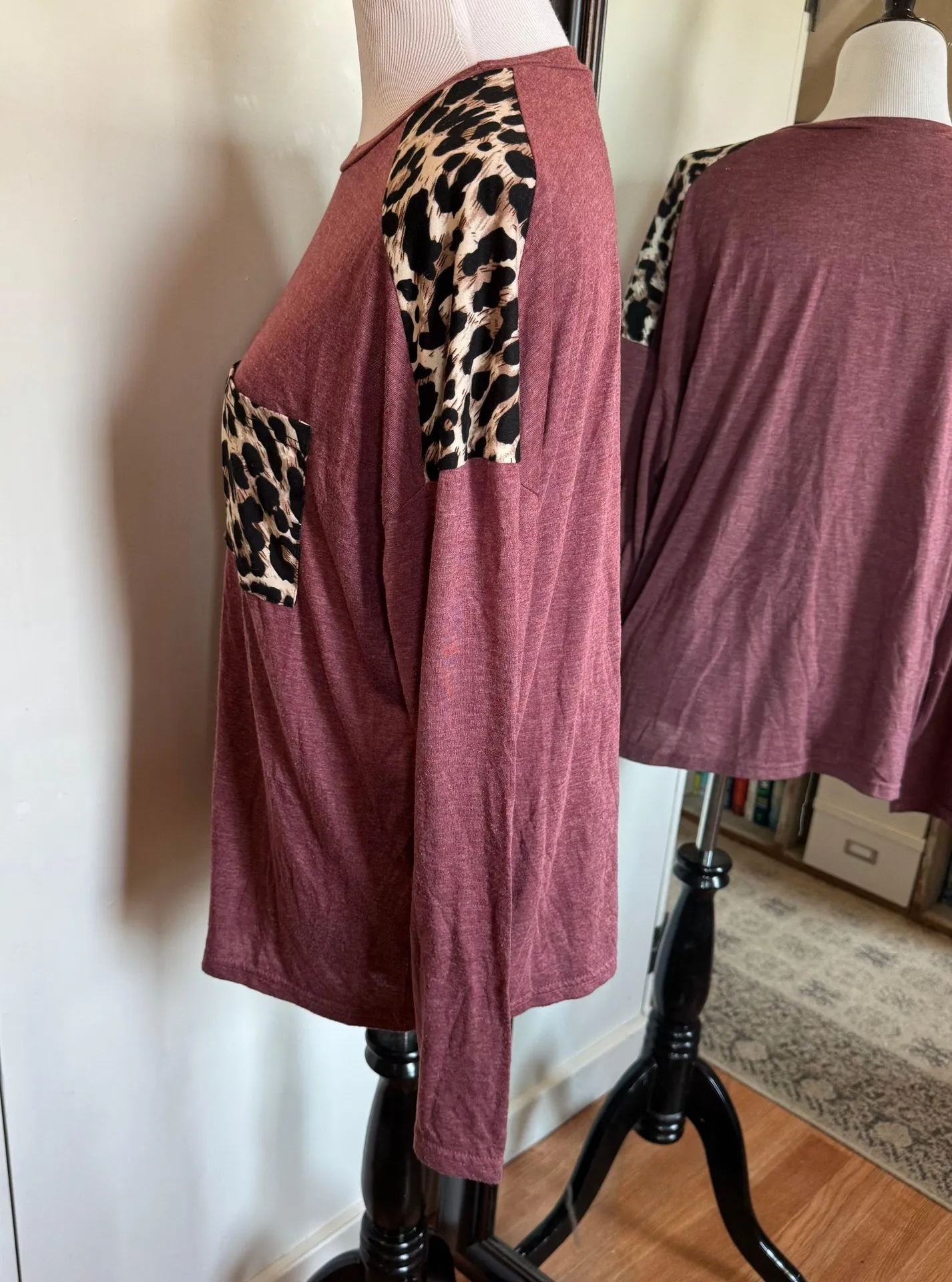 XL Maroon Leopard Shirt - Image 2