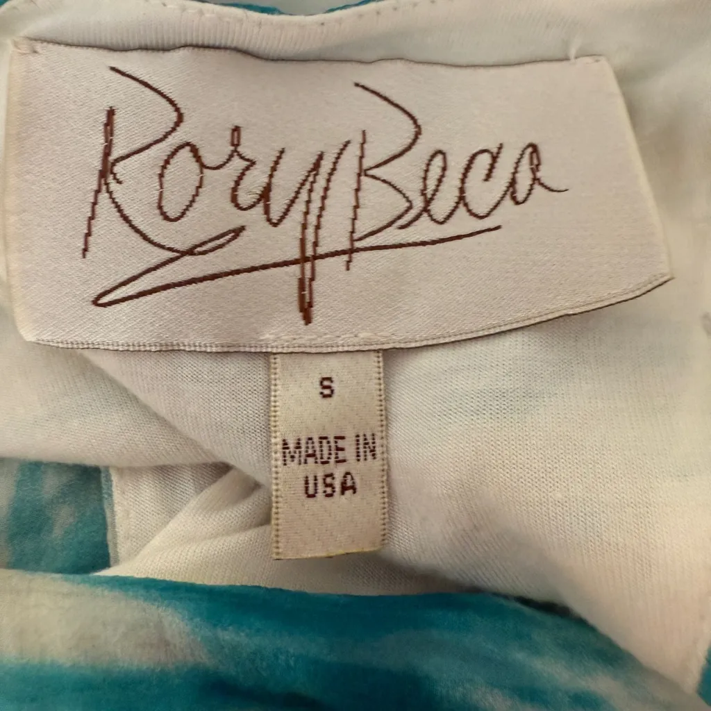 Rory Becca Revolve Ladera Open Back Teal Tie-Dye Long Sleeve Dress Small - Image 7