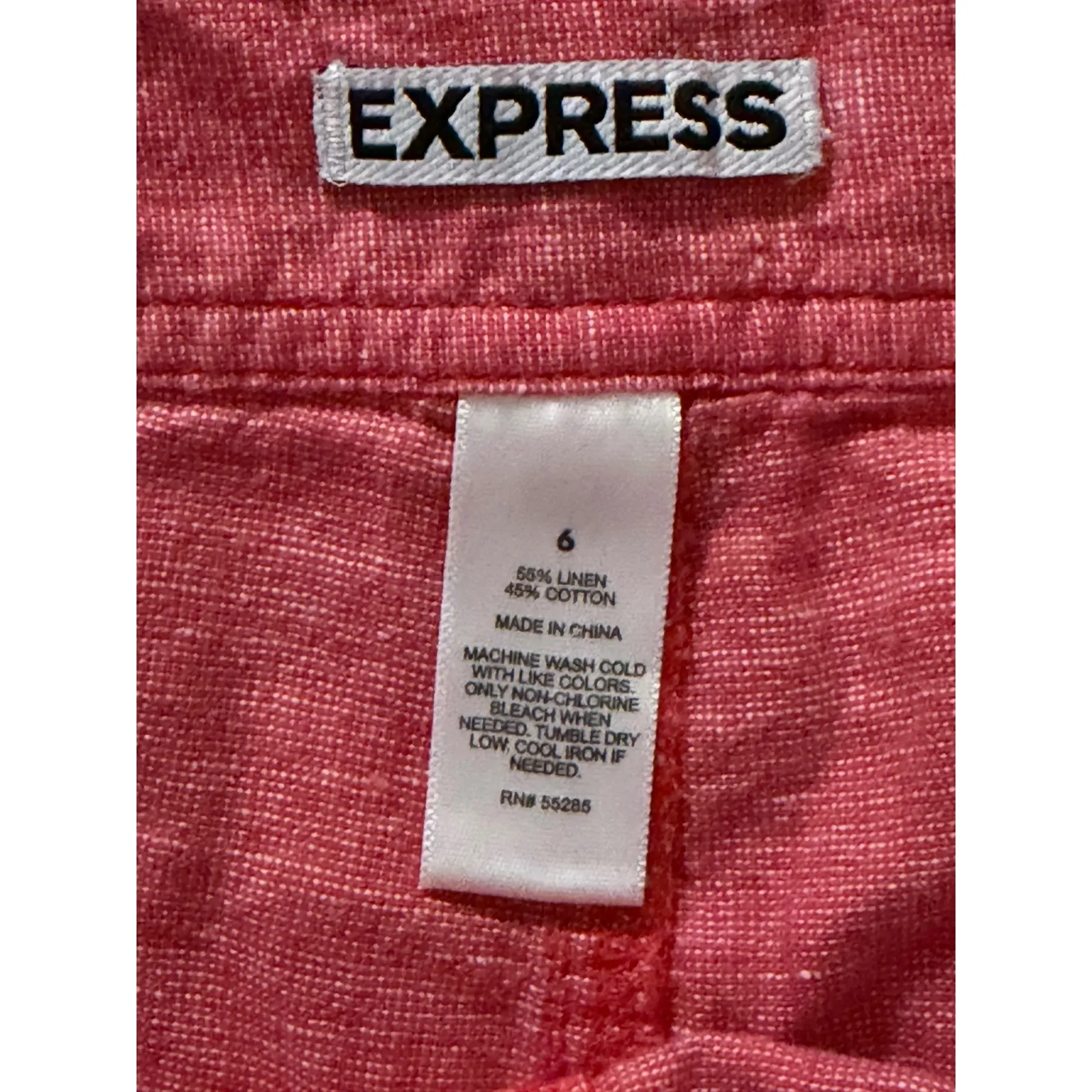 Express Red Linen Cotton Blend Sailor Button Shorts Women's Size 6 Summer Cute - Image 3