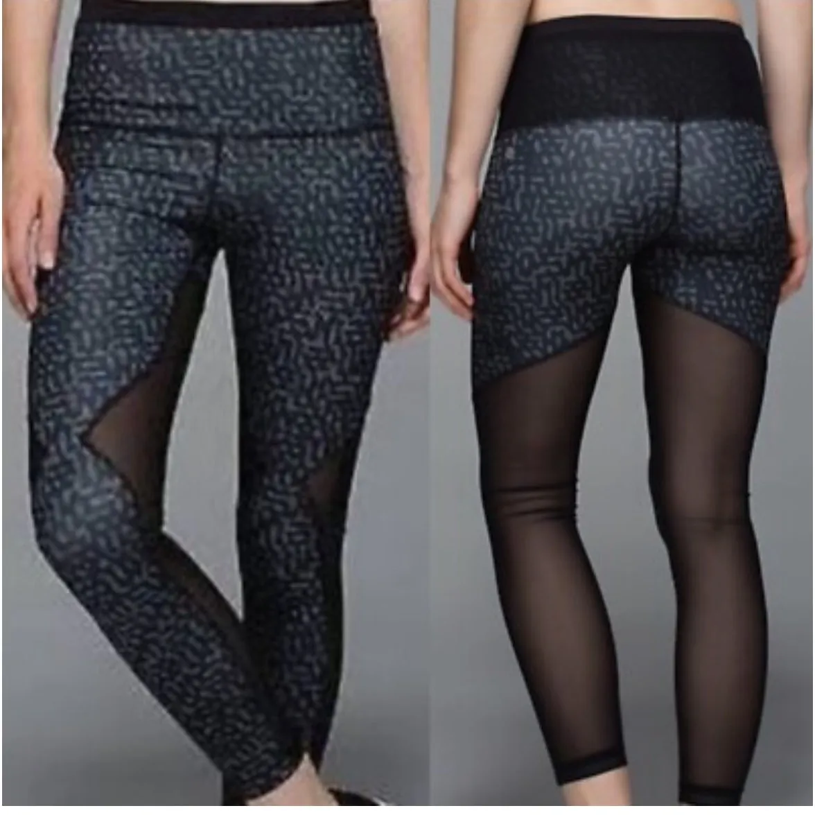 Lululemon‎ Running In The City 7/8 Leggings Size 6 Heathered Net Pop Black - Image 2