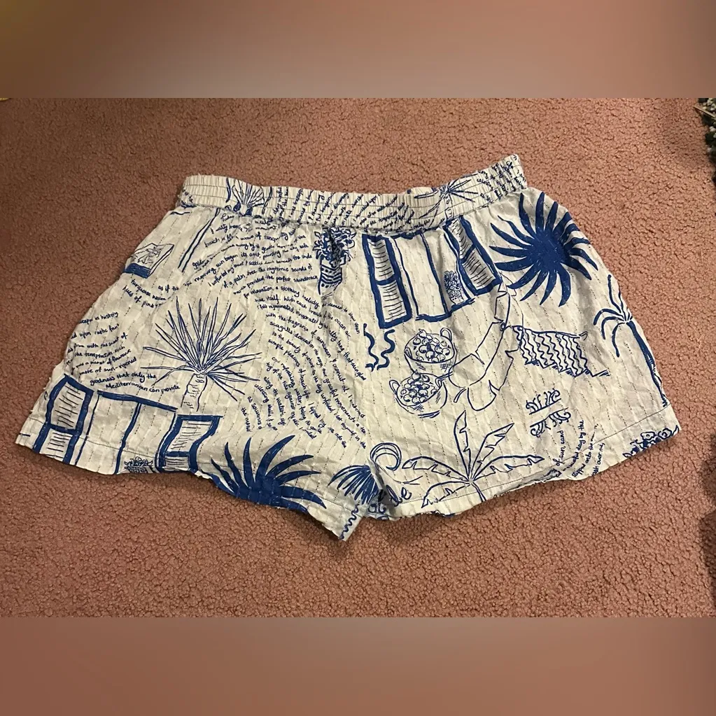 Never Fully Dressed Palma Elissa Shorts US 12 Stretch Tropical Lightweight Blue - Image 3