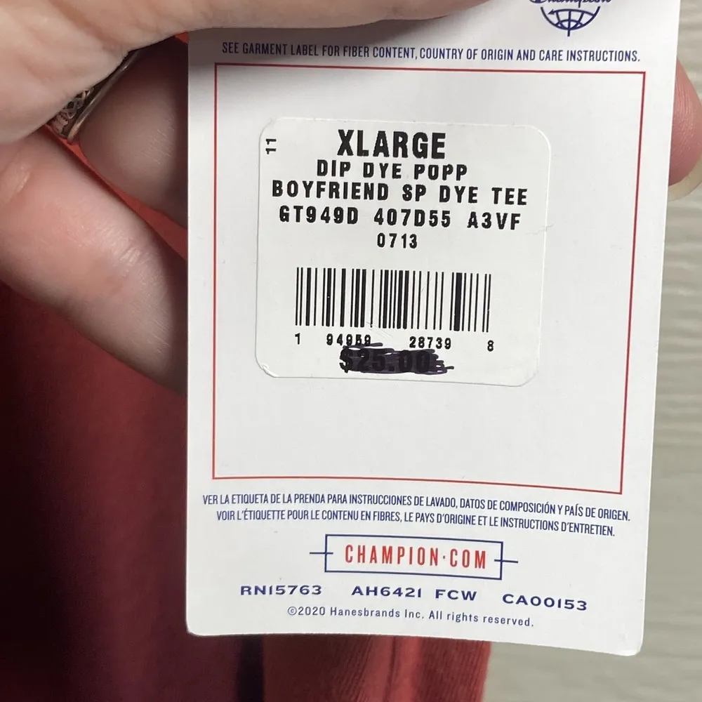 Champion Shirt Womens XL Boyfriend Tee Oversized Dip Dye Specialty Dye Casual To - Image 3