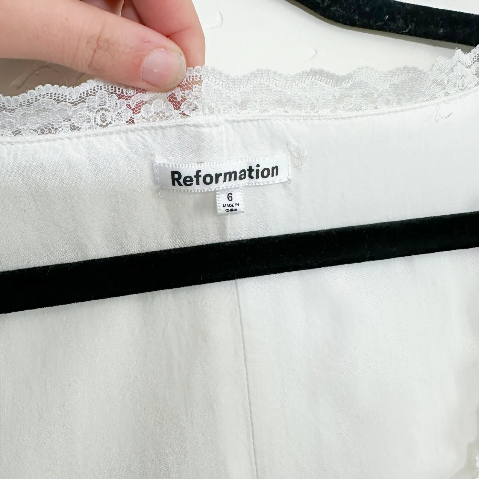 Reformation | Rosalie 100% Linen Floral Tie Top in White Size 6 - Image 9