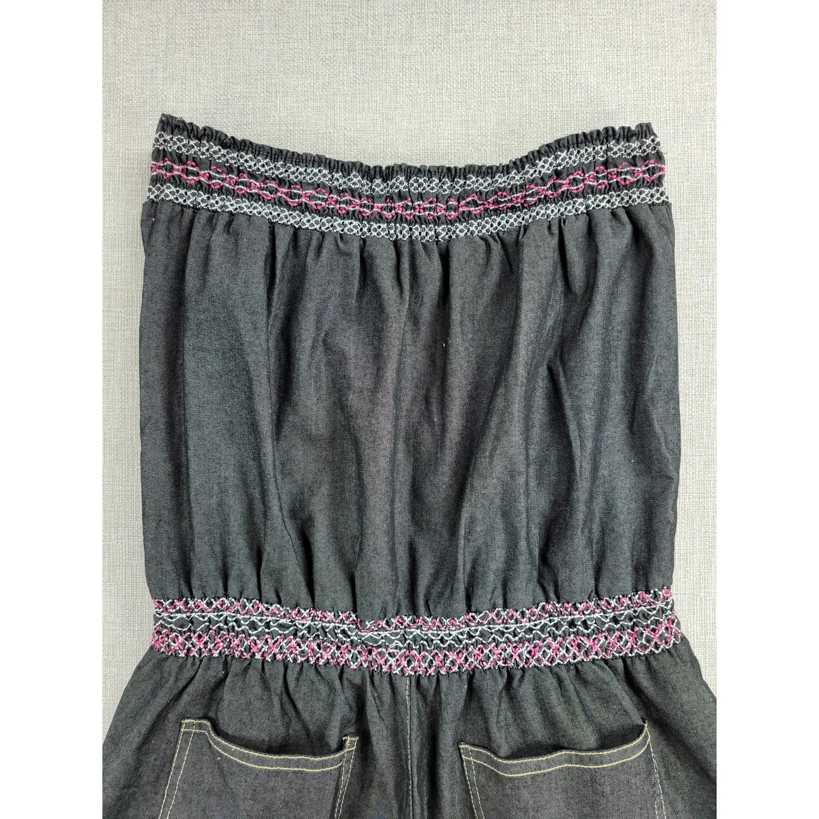Zawary Womens Romper Shorts Size L Gray‎ Tribal Embroidered Strapless Casual Gray Size L - Image 9