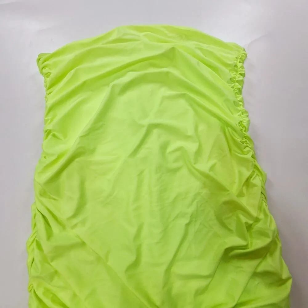 Good American Satin Ruched Tube Maxi Dress in Electric Lime002 4XL - Image 5