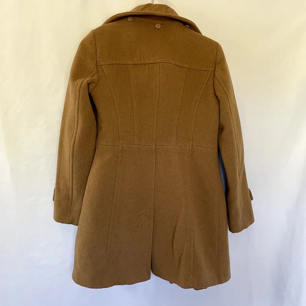 Michael Kors brown peacoat jacket warm wool winter pockets full zip women's XS - Image 8