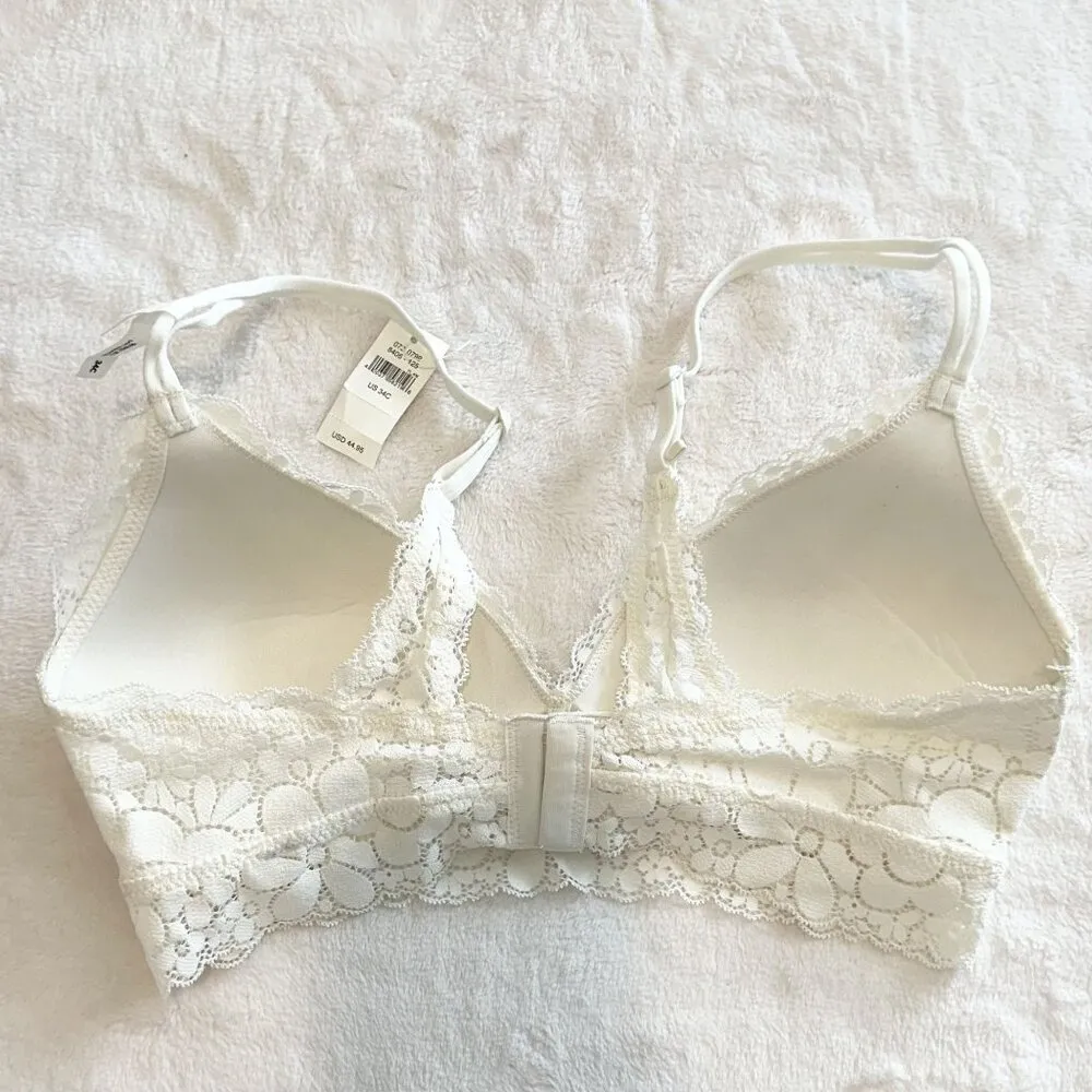 NWT Aerie Real Happy Wireless Lightly Lined Candy Lace Bra in Soft Muslin - 34C - Image 6