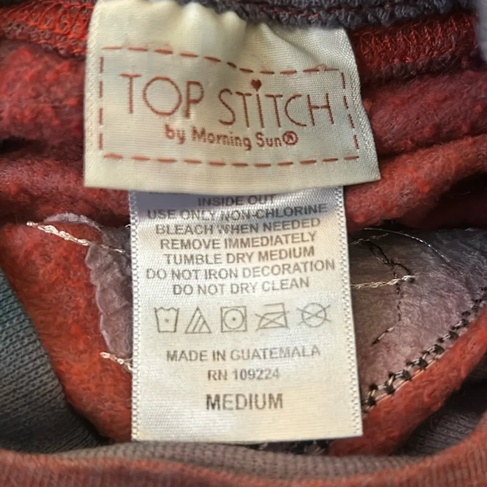 Vintage 90's Top Stitch Morning Sun Double Collar Sweatshirt Velvet Cat Leopard Purple Size M - Image 8