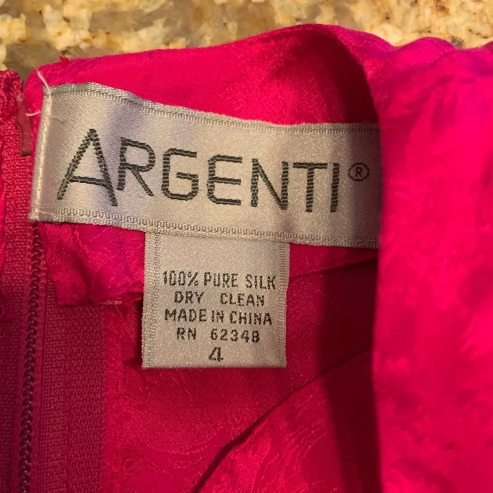 Vtg Argenti Dress Size 4 Pure Silk Pink Shoulder Pad Pleated 80’s 90’s Peplum - Image 7