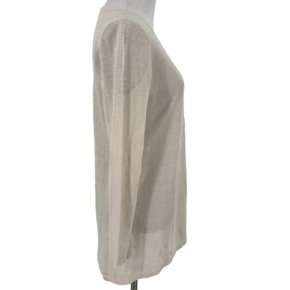 Eileen Fisher Petite Organic Linen Asymmetrical Sweater Size Petite - Image 5