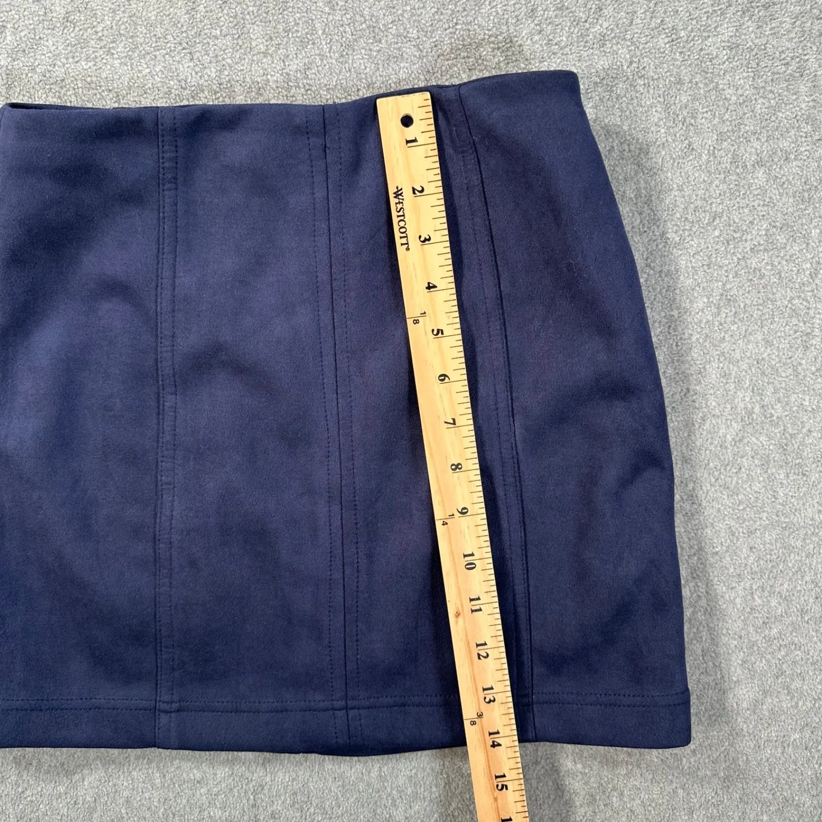 Wild Honey Navy Blue Faux Suede Mini Skirt Size Small Stitched Short - Image 3